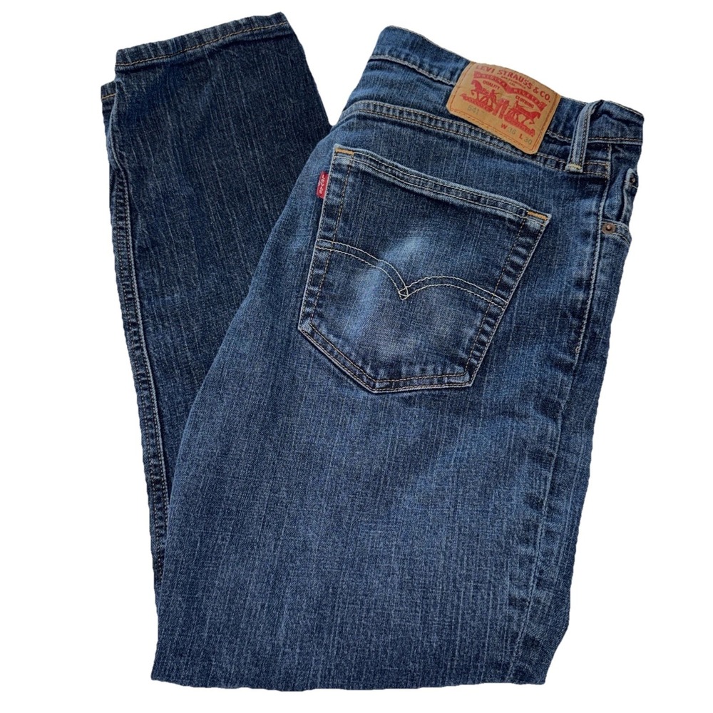 Levis 541 Jeans Mens 36x30 Blue Denim Distressed Athletic Tapered Preppy